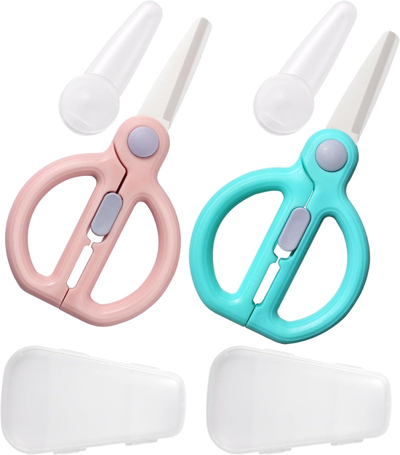 Artenny Ceramic Baby Food Scissors Kids with Travel Case, Toddler Scissors with Safety Lock, Ideal for Pizza, Meats, Noodles, Vegetables, and Fruits (C/D) - Image 1